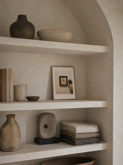 Tu As Vu by Studio Halcyon — A4 print framed in a plaster shelf niche