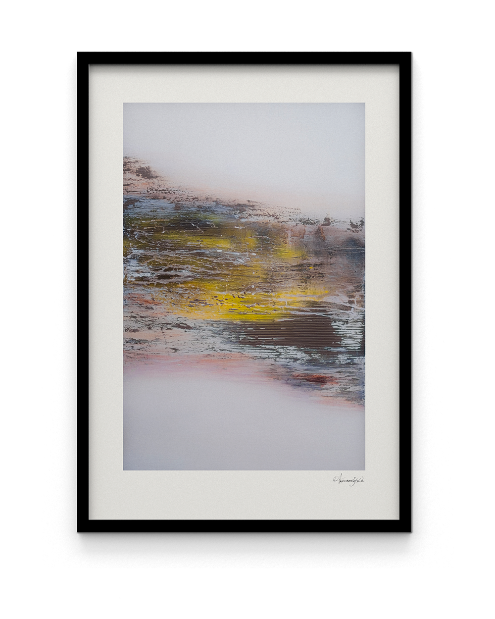 Dusk Over Ridge by Abstractions By Dev, framed in Ebony Black