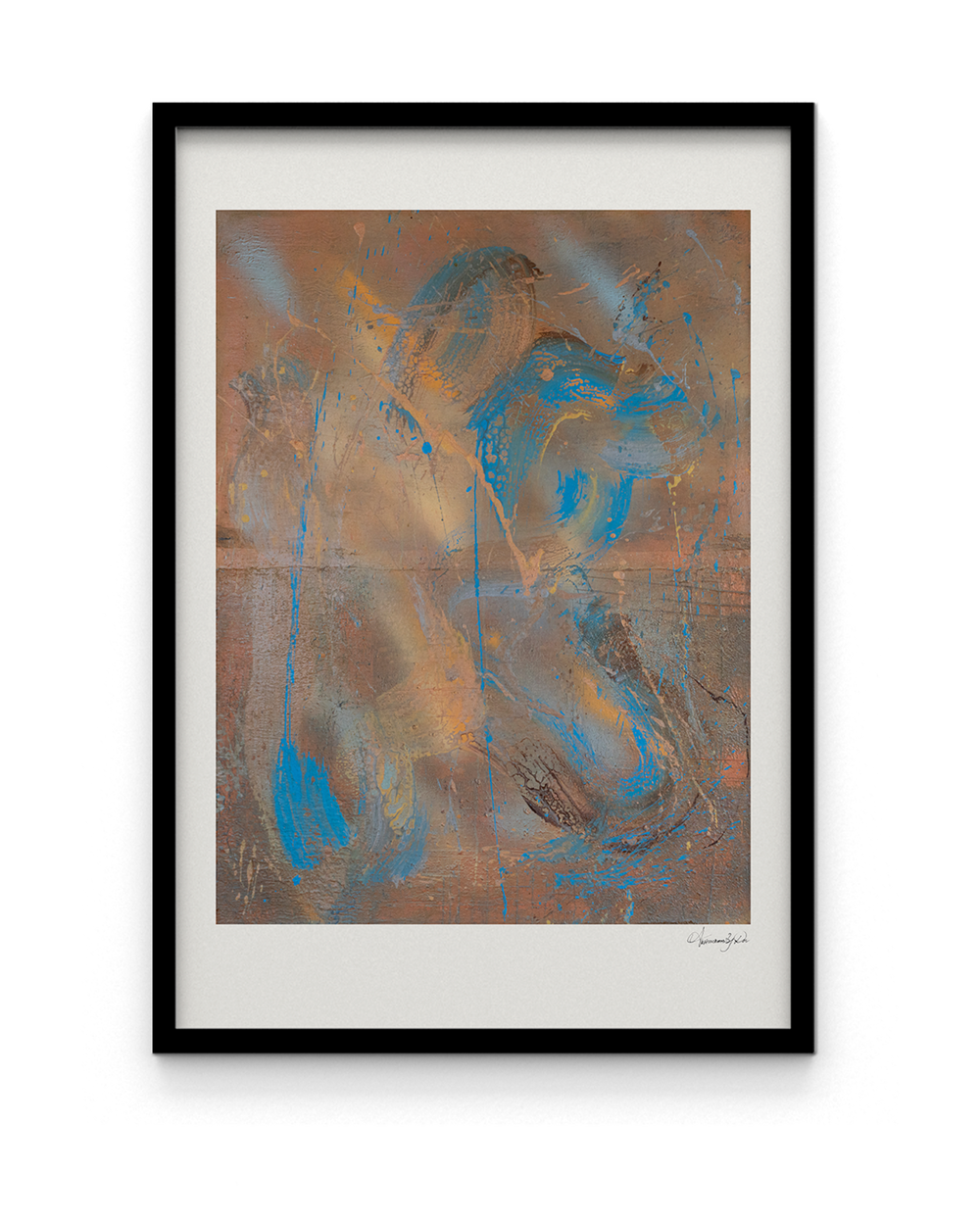 Happy Tortoise by Abstractions By Dev, framed in Ebony Black