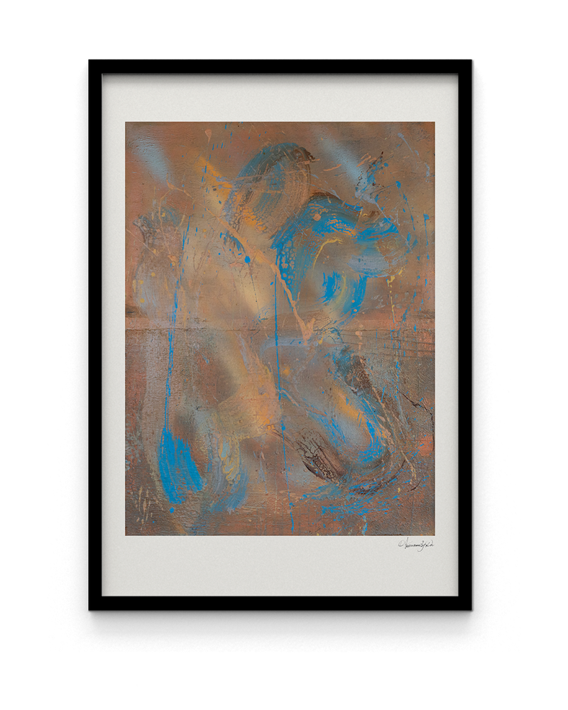 Happy Tortoise by Abstractions By Dev, framed in Ebony Black