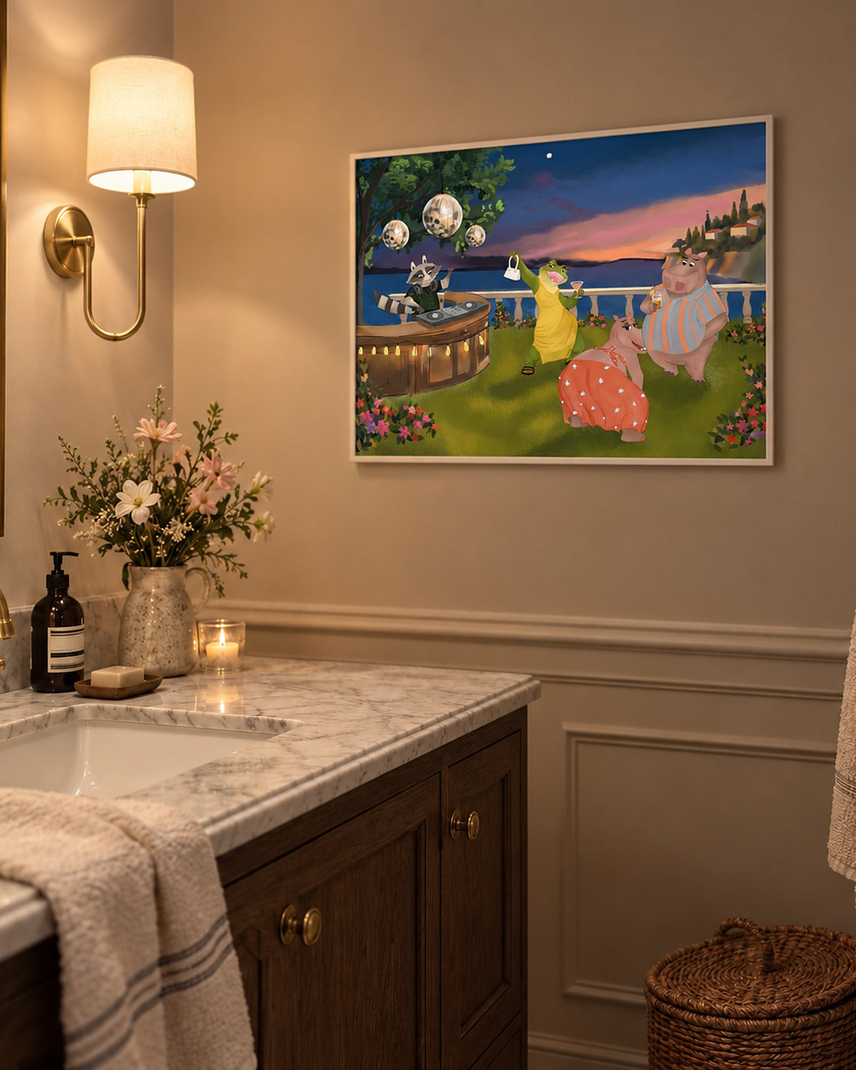 Al Fresco by Aanya Kaur Benipal & Christina Liu, framed print styled in an interior