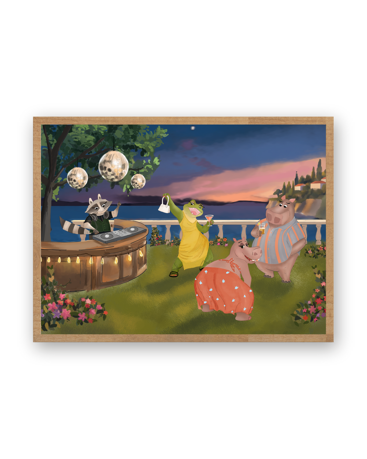 Al Fresco by Aanya Kaur Benipal & Christina Liu, framed in Warm Oak