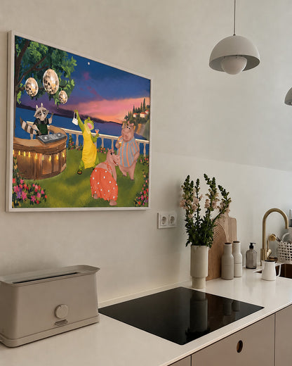 Al Fresco by Aanya Kaur Benipal & Christina Liu, framed print styled in an interior