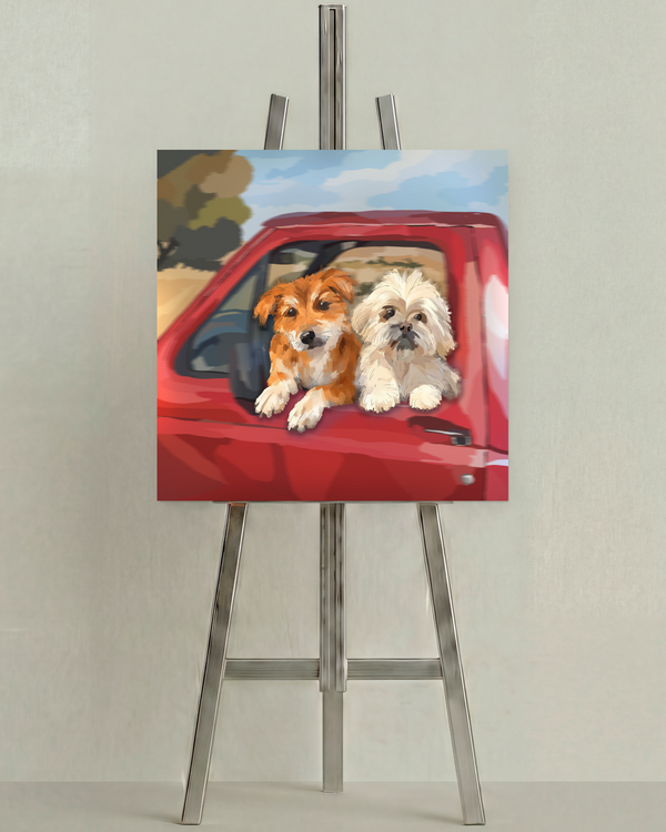 Homies by Aanya Kaur Benipal, open edition print on an easel