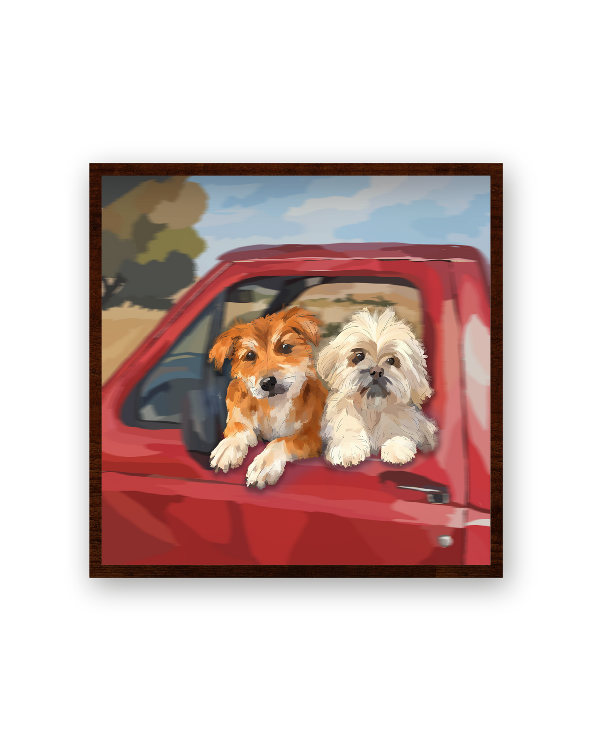 Homies by Aanya Kaur Benipal, framed in Walnut Brown