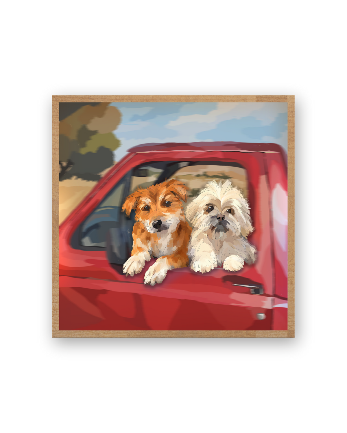 Homies by Aanya Kaur Benipal, framed in Warm Oak