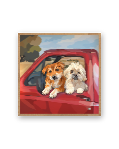 Homies by Aanya Kaur Benipal, framed in Warm Oak