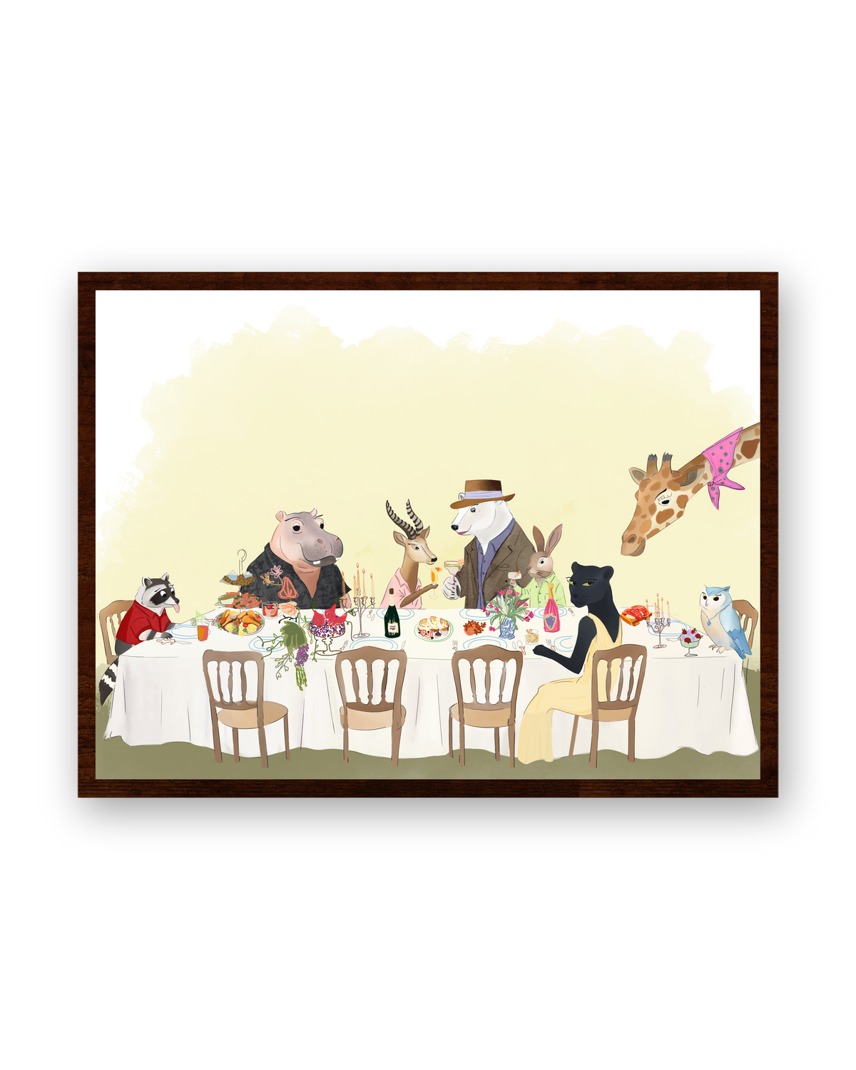 La Cena by Aanya Kaur Benipal, framed in Walnut Brown