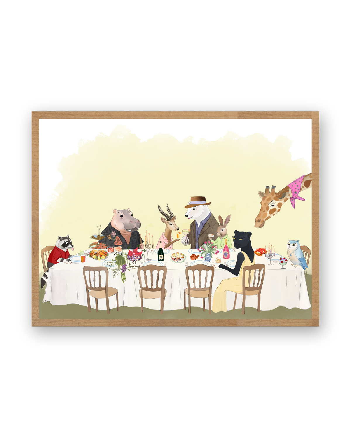 La Cena by Aanya Kaur Benipal, framed in Warm Oak