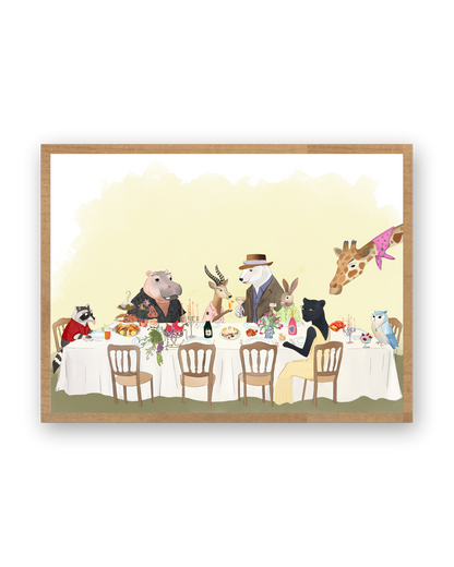 La Cena by Aanya Kaur Benipal, framed in Warm Oak