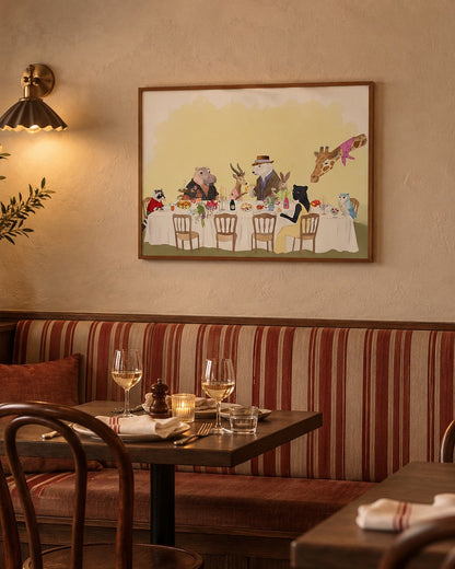 La Cena by Aanya Kaur Benipal, framed print styled in an interior