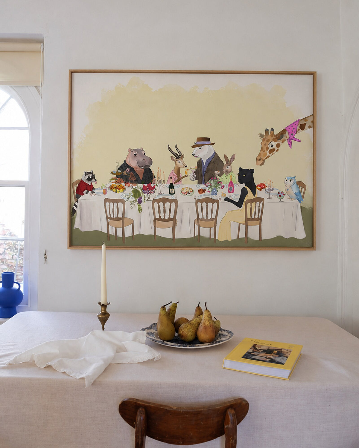 La Cena by Aanya Kaur Benipal, framed print styled in an interior