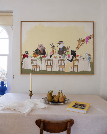 La Cena by Aanya Kaur Benipal, framed print styled in an interior
