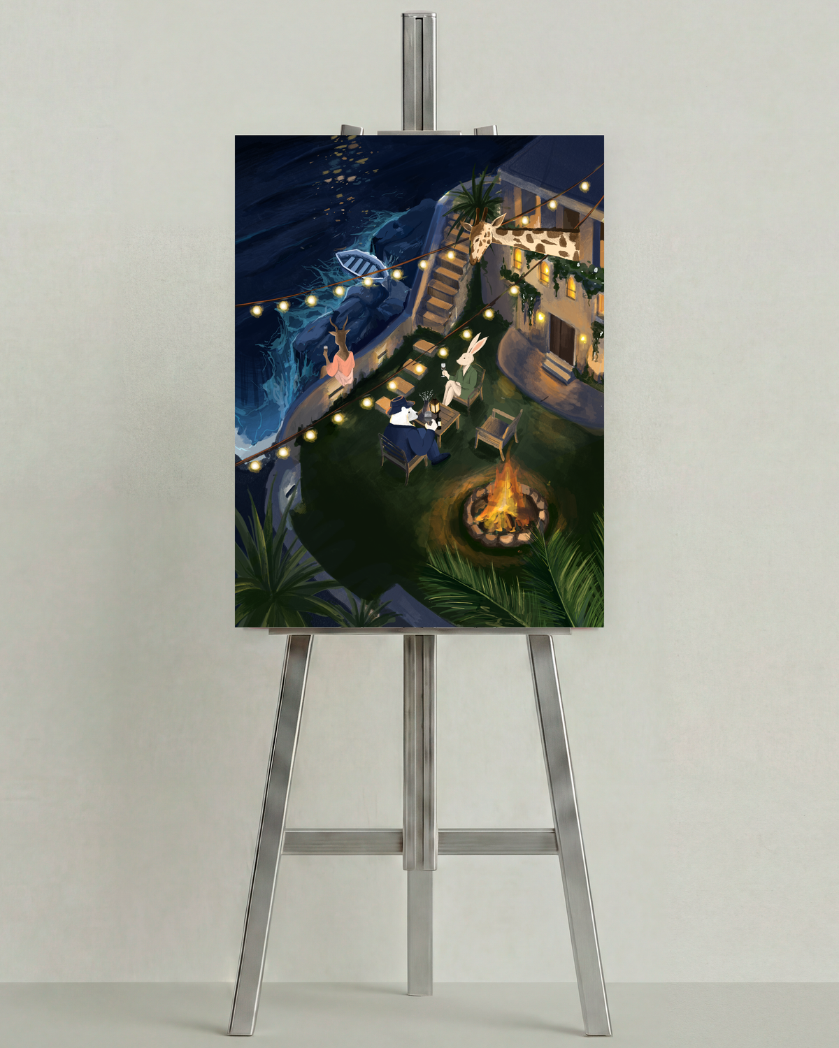 One More Hour by Christina Liu, open edition print on an easel