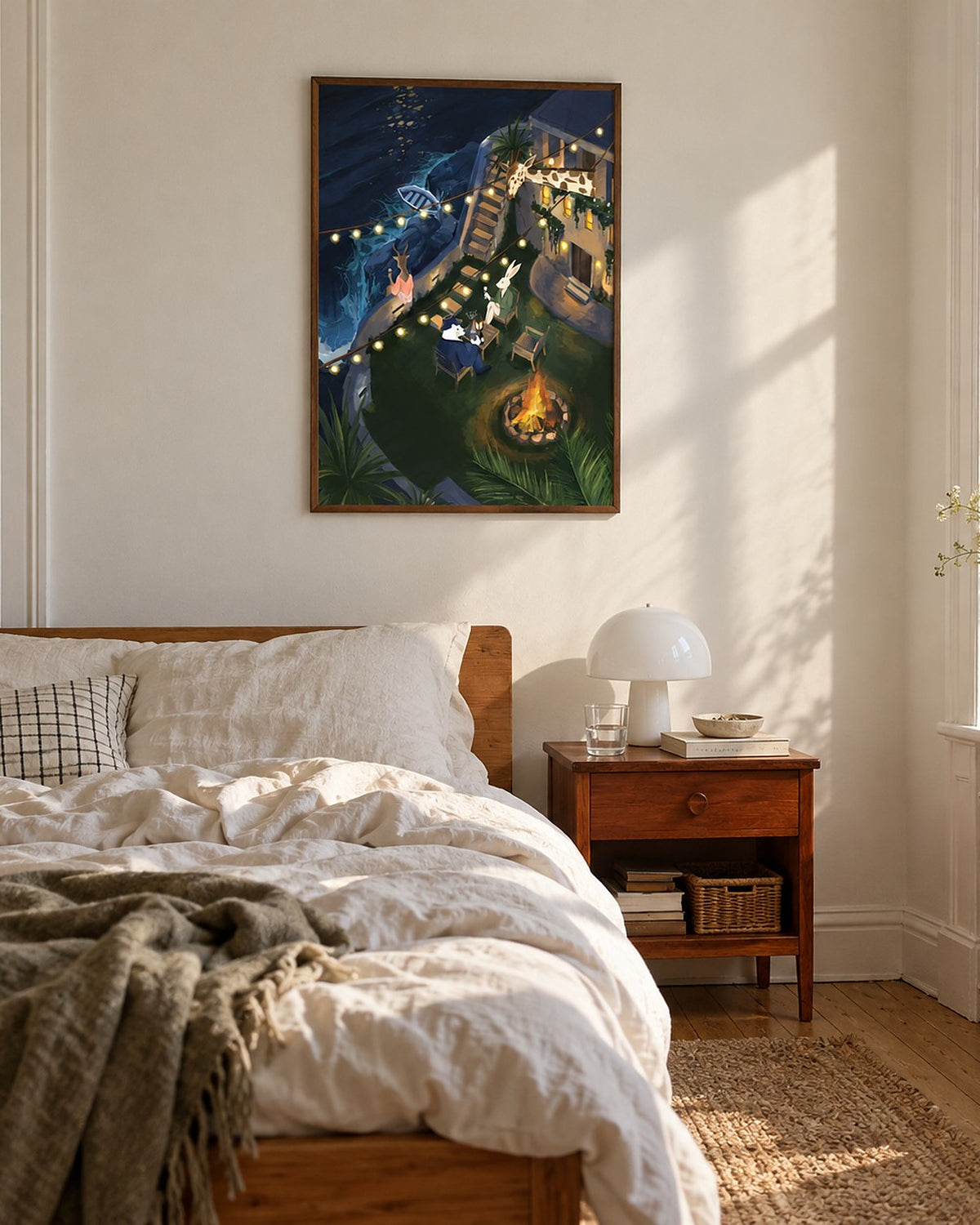 One More Hour by Christina Liu, framed print styled in an interior