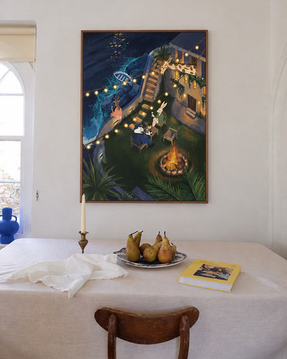 One More Hour by Christina Liu, framed print styled in an interior