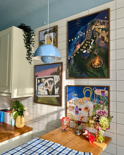 One More Hour by Christina Liu, framed print styled in an interior