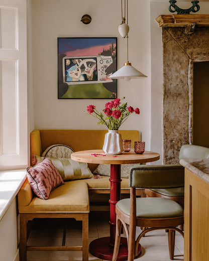 Say Mozzarella by Aanya Kaur Benipal, framed print styled in an interior