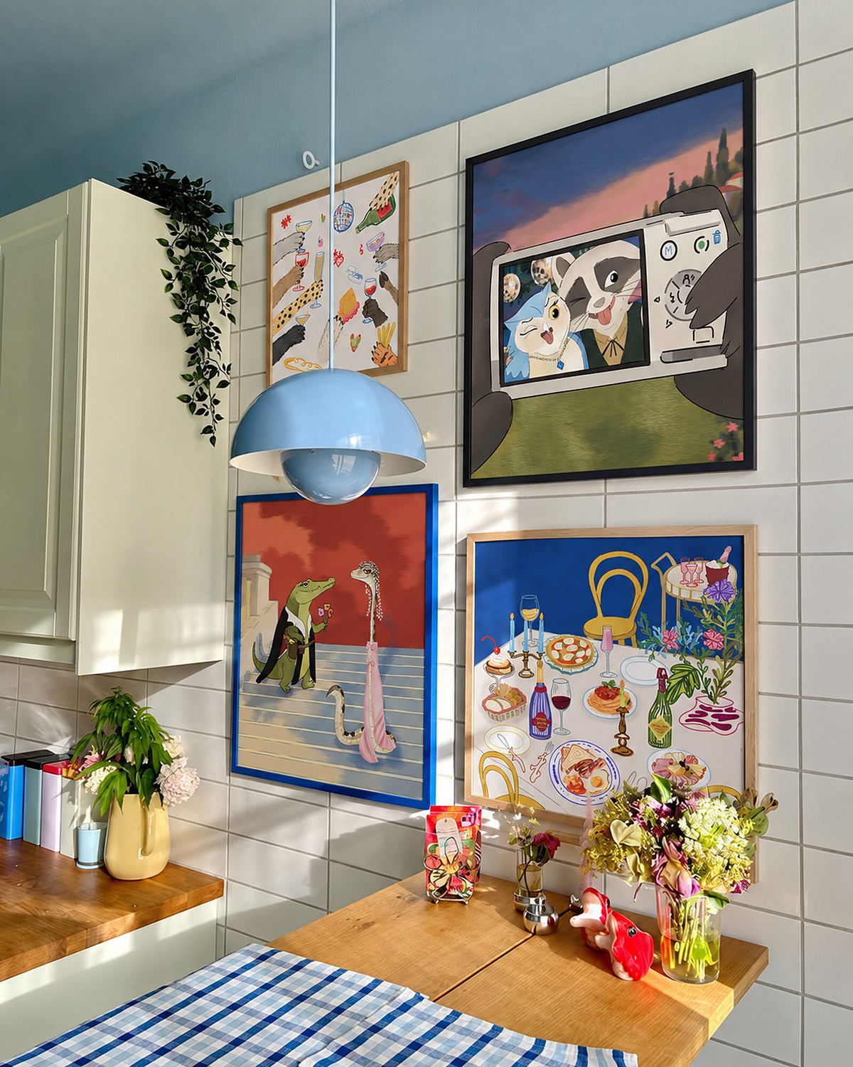 Say Mozzarella by Aanya Kaur Benipal, framed print styled in an interior