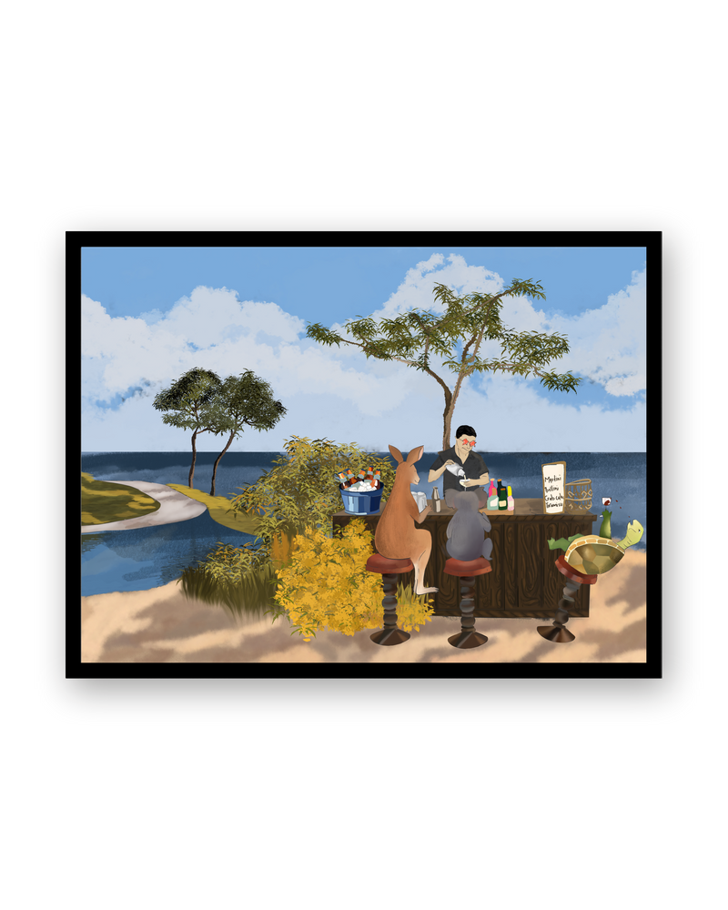 Sea You On The Next Wave by Aanya Kaur Benipal, framed in Ebony Black