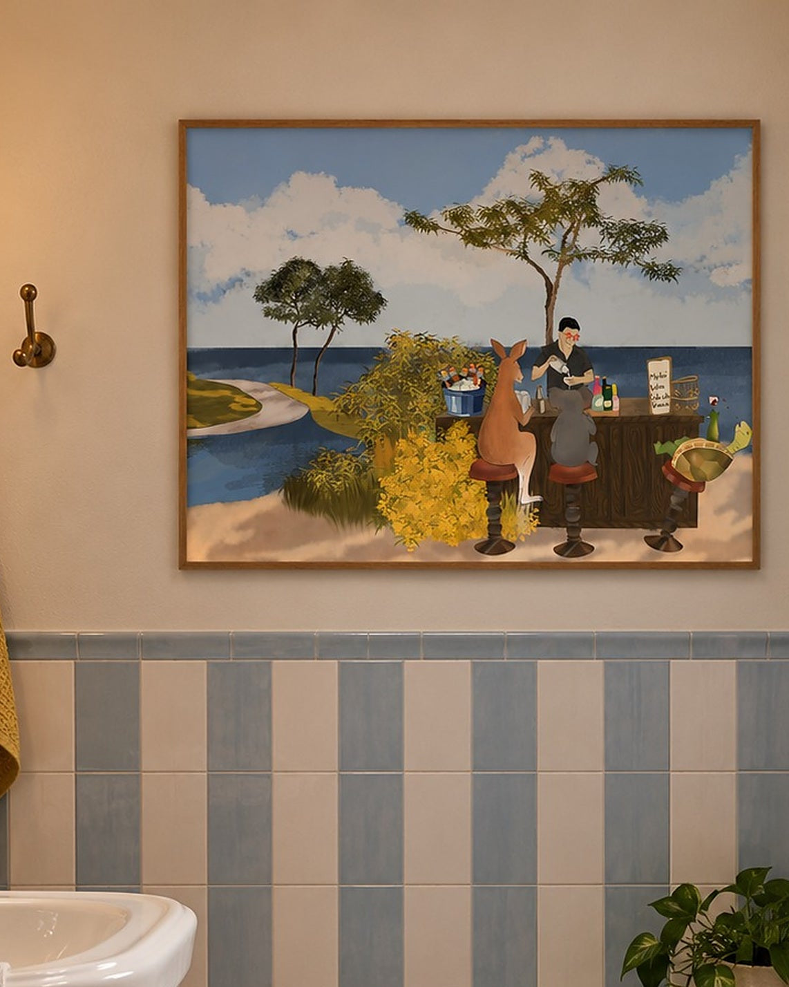 Sea You On The Next Wave by Aanya Kaur Benipal, framed print styled in an interior