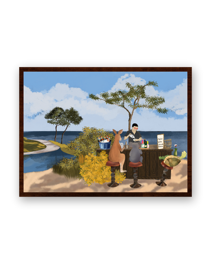 Sea You On The Next Wave by Aanya Kaur Benipal, framed in Walnut Brown