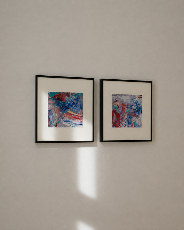 Symbiotic Relationship I and II framed together on a sunlit wall