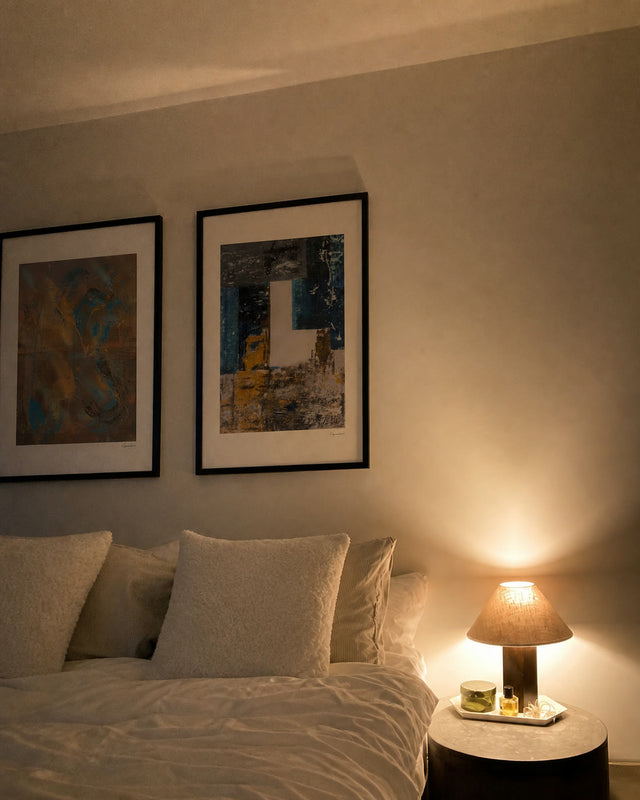 Happy Tortoise and Irrational Fiction Called Life above a bed at night